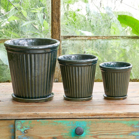 Birthe Dark Green Hand Glazed Pot