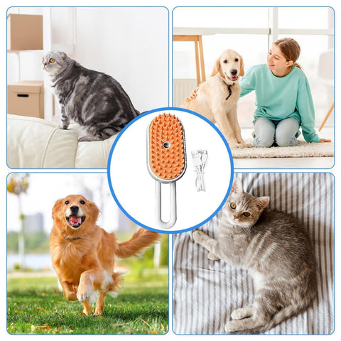 Pet Steam Brush Cat Dog Cleaning Steamy Spray comb