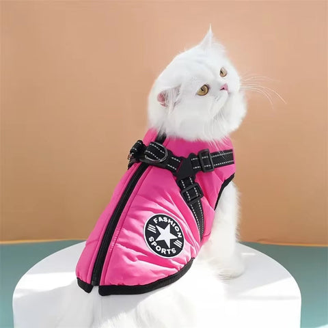 Waterproof Coat Zipper Dog Jacket with Reflective Harness for Smal Medium Large Dogs