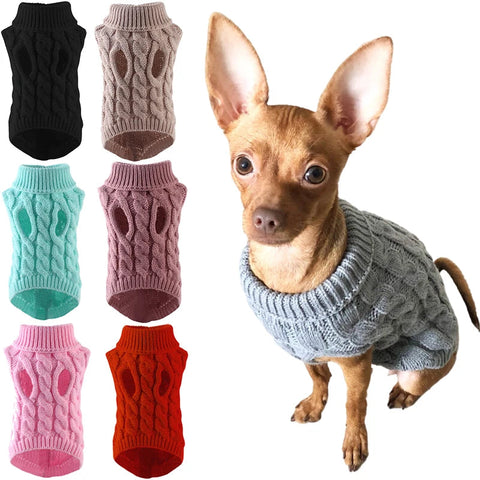 Sweaters for Small Medium Dogs Cats Clothes Winter Warm Pet Turtleneck Teddy Jacket