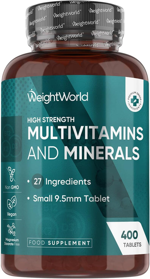 Multivitamin Tablets for Women & Men - 27 Essential Nutrients - 400 Small Tablets - 1+ Year Supply - Tasty Peppermint Flavour - Vegan Multi Vitamins & Minerals Like Vitamin D, C, Calcium, Iron & Zinc