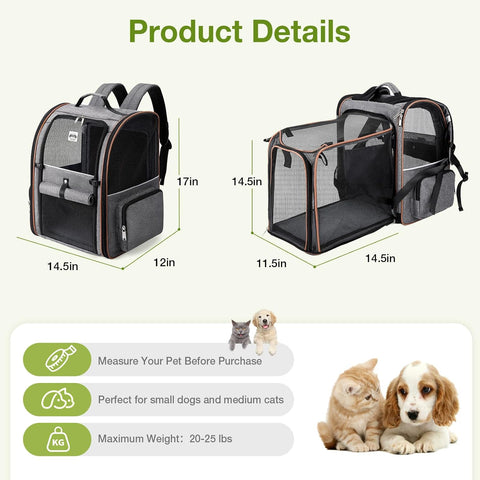 Large Expandable Pet Carrier Backpack