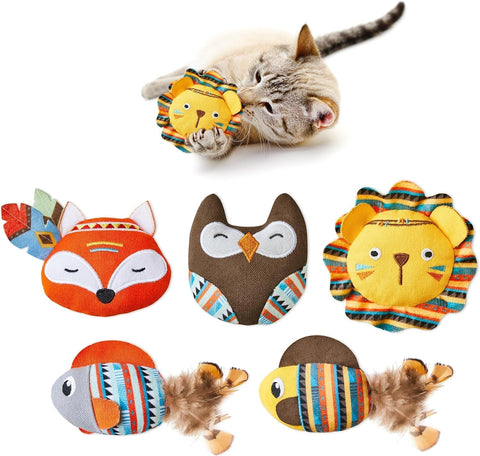 5 Pack Bite Resistant Catnip Toys, Interactive Cat Kicker Toys for Indoor Cats