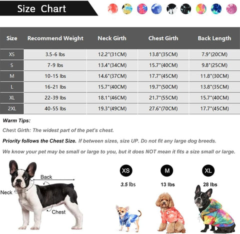 Tie Dye Dog Clothes Hoodie, Pet Winter Coat