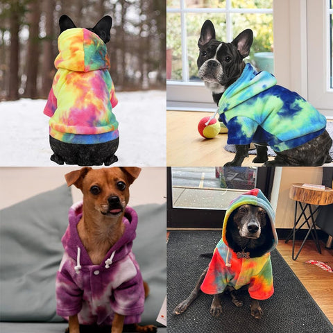 Tie Dye Dog Clothes Hoodie, Pet Winter Coat
