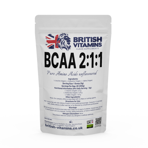 BCAA 2:1:1 Powder unflavoured Health & Beauty:Vitamins & Lifestyle Supplements:Vitamins & Minerals British Vitamins 200g