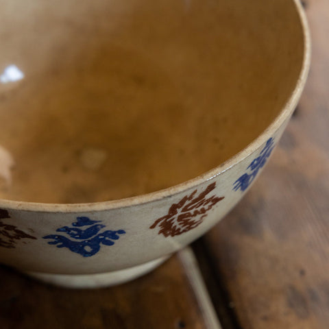 Antique Spongeware Porridge Bowl with Matching Mug