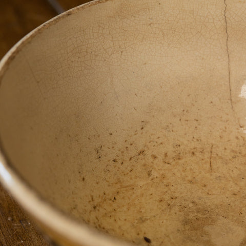 Large Antique Spongeware Bowl with Diamond Pattern