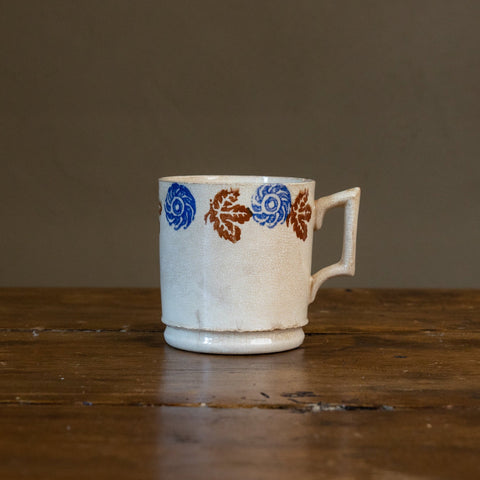 Antique Spongeware Porridge Bowl with Matching Mug