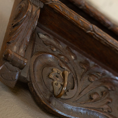 19th Century Carved Oak Wall-Mounted Plate Rack