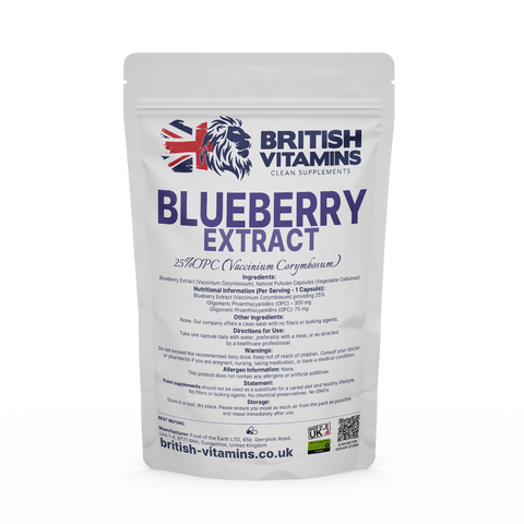 Blueberry Extract 300mg Health & Beauty:Vitamins & Lifestyle Supplements:Vitamins & Minerals British Vitamins 60 Capsules