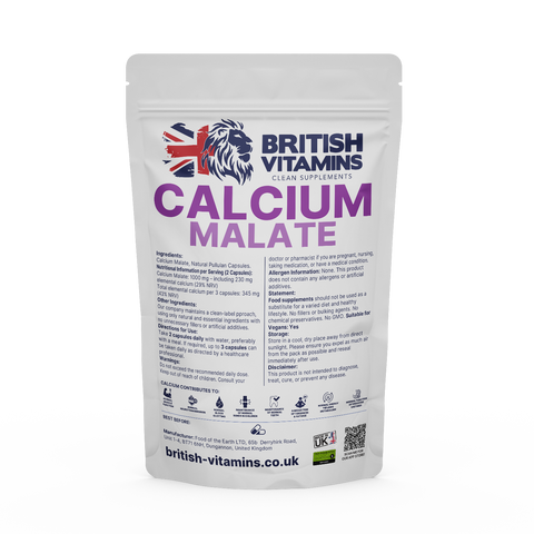 Calcium Malate 230mg Elemental Calcium per 2 Capsules ca British Vitamins 60 capsules