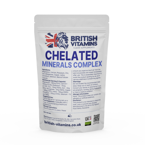 Mineral Complex Chelated Food Supplement British Vitamins 60 Capsules