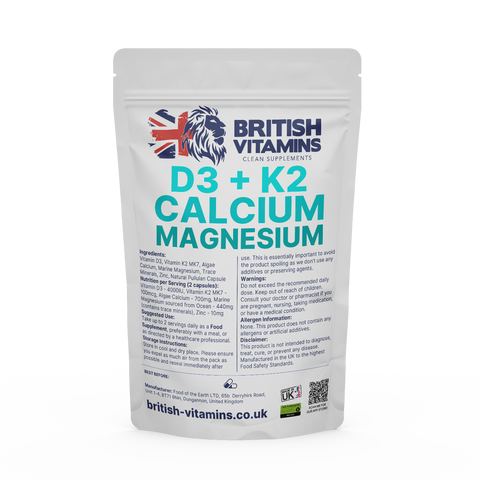 D3 K2 Vitamin Complex Calcium Magnesium Zinc with Essential Minerals Health & Beauty:Vitamins & Lifestyle Supplements:Sports Supplements:Protein Shakes & Bodybuilding British Vitamins 5 capsules