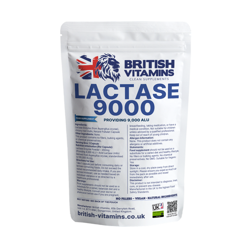 Lactase 9000 –Providing 9,000 ALU per capsule British Vitamins 90 Capsules