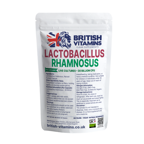 Lactobacillus Rhamnosus 30 Billion CFU live culture bacteria Health & Beauty:Vitamins & Lifestyle Supplements:Vitamins & Minerals British Vitamins 60 Capsules
