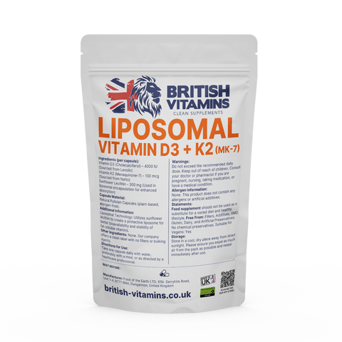 Liposomal D3 K2 MK7 4000iu Food Supplement British Vitamins 60 Capsules