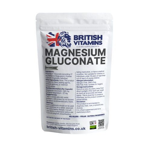 Magnesium Gluconate Health & Beauty:Vitamins & Lifestyle Supplements:Vitamins & Minerals British Vitamins 5 Capsules ( Sample )