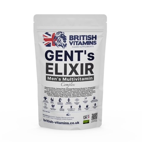 Gent’s ELIXIR – Men’s Multivitamin Complex with Live Cultures 50 Billion CFU British Vitamins 60 Capsules