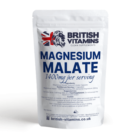 Magnesium Malate 280mg Elemental Magnesium Health & Beauty:Vitamins & Lifestyle Supplements:Vitamins & Minerals British Vitamins 90 Capsules