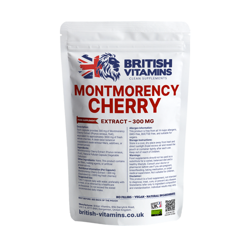 Montmorency Cherry Extract – 300 mg British Vitamins 60 Capsules