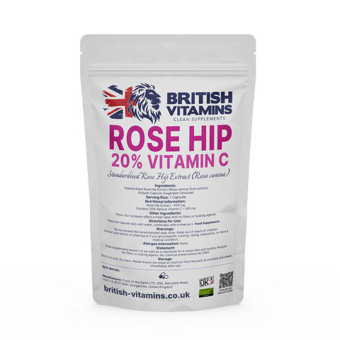 Rose Hips Extract - 20% Natural Vitamin C Health & Beauty:Vitamins & Lifestyle Supplements:Vitamins & Minerals British Vitamins 5 Capsules (Sample)