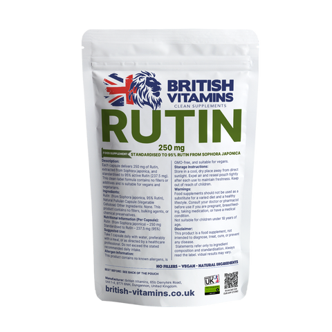 Rutin 250mg – from Sophora japonica | Clean Label Vegan Capsules British Vitamins 60 Capsules
