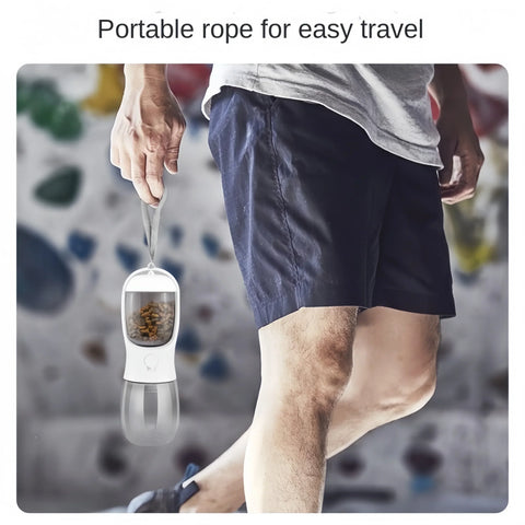 Water Bottle with Storage Food,2 IN 1 Container for Furry Pets