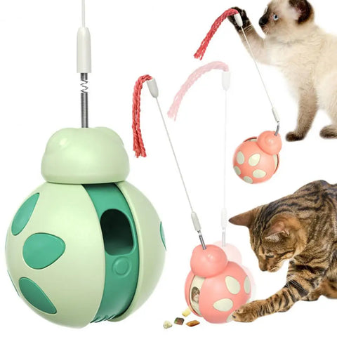 Beetle Shape Tumbler Cat Toy with Feeder