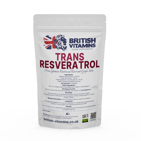 Trans Resveratrol Sourced from Japanese Knotweed Root and Grape Skin Health & Beauty:Vitamins & Lifestyle Supplements:Vitamins & Minerals British Vitamins 5 Capsules (Sample)