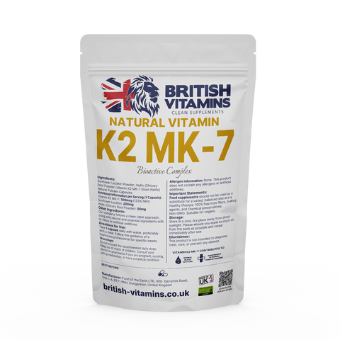 Natural Vitamin K2 MK-7 British Vitamins 60 Capsules