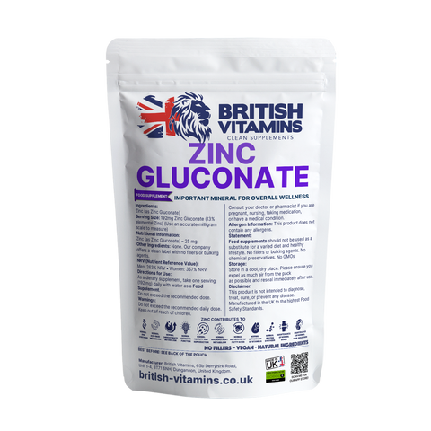 Zinc Gluconate elemental zinc 25mg Health & Beauty:Vitamins & Lifestyle Supplements:Vitamins & Minerals British Vitamins 200gr