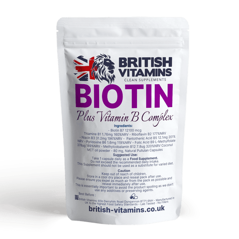 Biotin + Vitamin B Complex Health & Beauty:Vitamins & Lifestyle Supplements:Vitamins & Minerals British Vitamins 60 Capsules