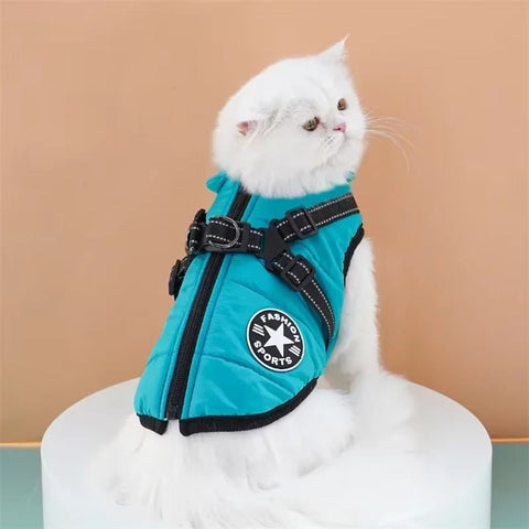Waterproof Coat Zipper Dog Jacket with Reflective Harness for Smal Medium Large Dogs