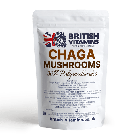 Chaga Mushroom extract 30%Polysacharides Health & Beauty:Vitamins & Lifestyle Supplements:Vitamins & Minerals British Vitamins 5 capsules
