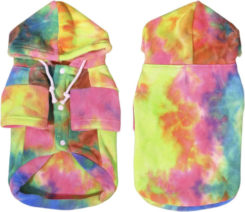 Tie Dye Dog Clothes Hoodie, Pet Winter Coat