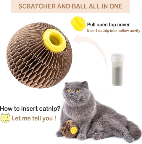 Cats Refillable Scratcher Ball ,Kitty'S Faithful Playmate