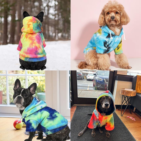 Tie Dye Dog Clothes Hoodie, Pet Winter Coat