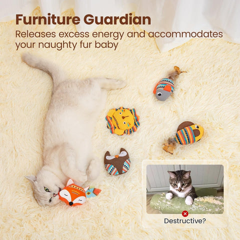 5 Pack Bite Resistant Catnip Toys, Interactive Cat Kicker Toys for Indoor Cats