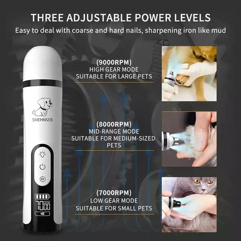 Electric Pet Nail Grinder -LED Light - USB Rechargeable