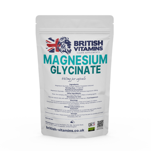 Magnesium Glycinate contains 20% elemental magnesium Health & Beauty:Vitamins & Lifestyle Supplements:Sports Supplements:Protein Shakes & Bodybuilding British Vitamins 5 capsules